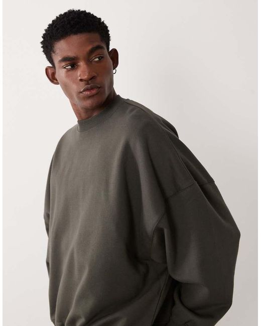ASOS Gray Premium Heavyweight Extreme Oversized Sweatshirt for men