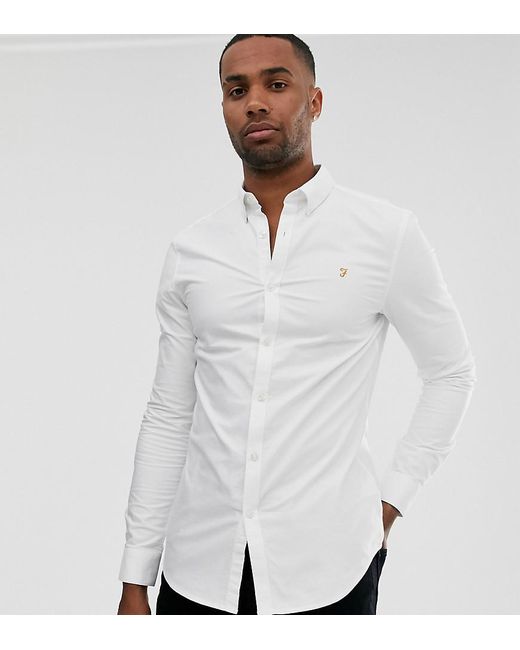 mens white slim fit oxford shirt