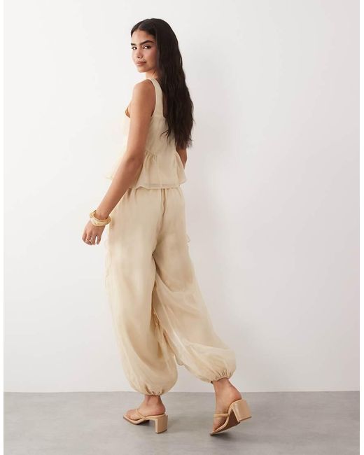 ASOS Natural Balloon Pants With Flower Detail