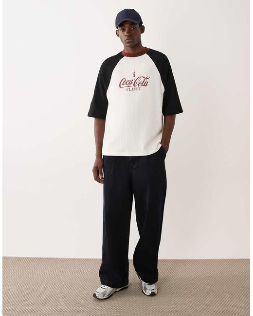 ASOS Natural Oversized Raglan Tee With Coca Cola Print for men