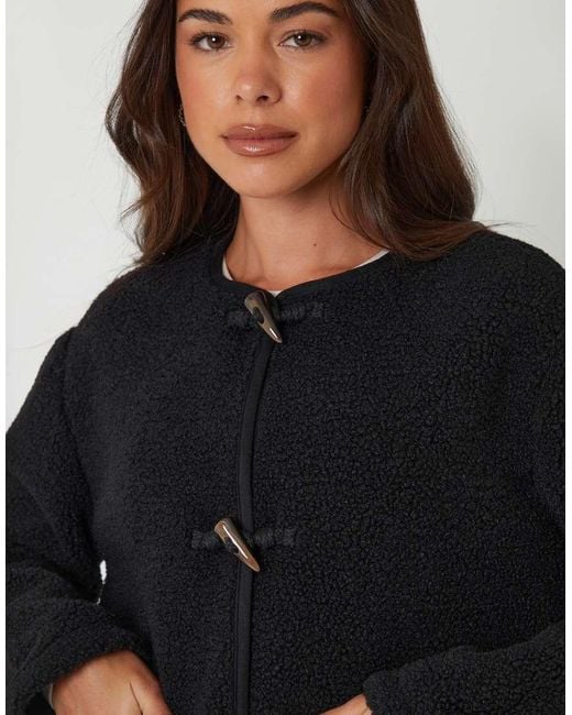 Threadbare Blue Fleece Borg Toggle Jacket