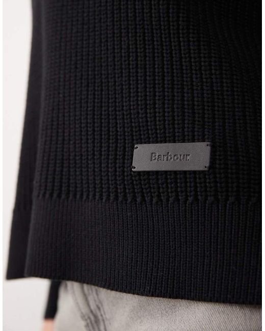 Barbour Black Daya Chunky Knit Lace Up Hoodie