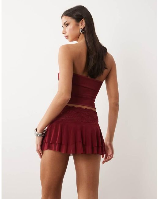 I.AM.GIA Demie Lace Waistband Tiered Chiffon Mini Skirt Set