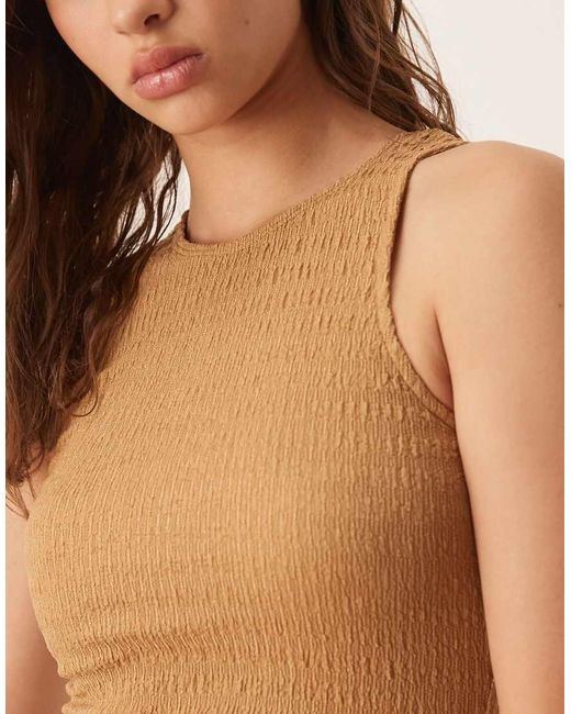 ASOS Natural Textured Racer Midi Dress