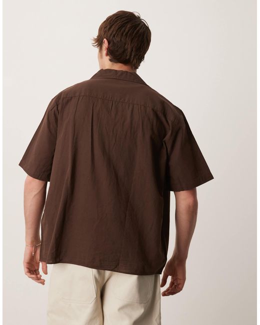 Chemise en lin mélangé avec col à revers SELECTED pour homme en coloris Brown