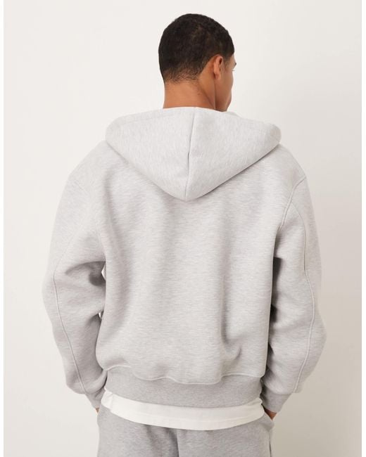 ASOS Gray Heavyweight Boxy Relaxed Zip Through Hoodie for men