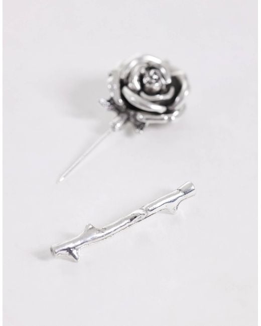ASOS White Rose Lapel Pin for men