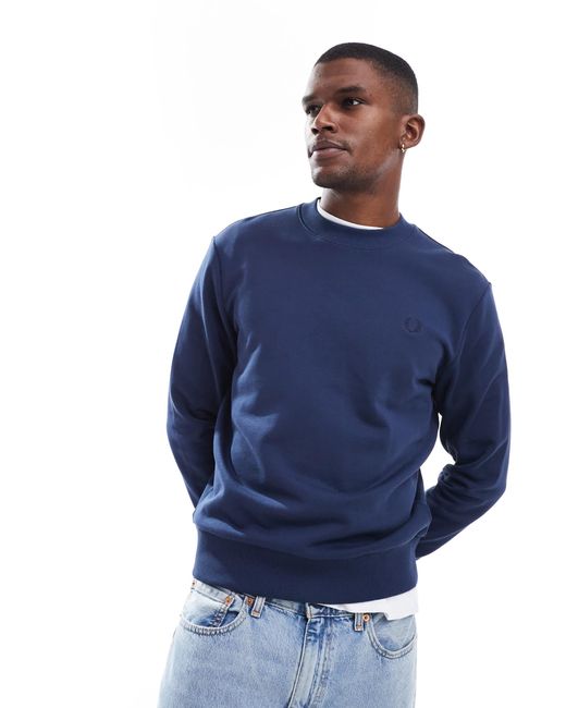 Fred Perry Blue Crew Neck Sweatshirt for men