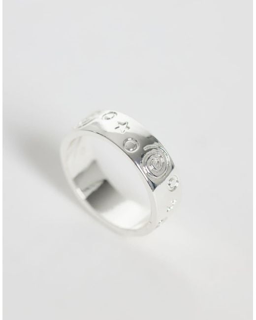 Reclaimed Vintage White Unisex Star Hammered Rings 2 Pack