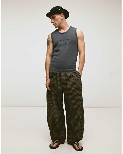 Bershka Gray Washed Patch Vest Top for men