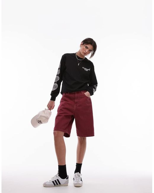 Carhartt Red Brandon Loose Fit Denim Shorts