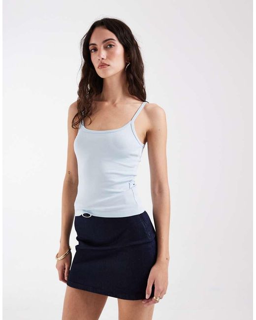 ASOS Blue Scoop Neck Cami With Elastic Straps