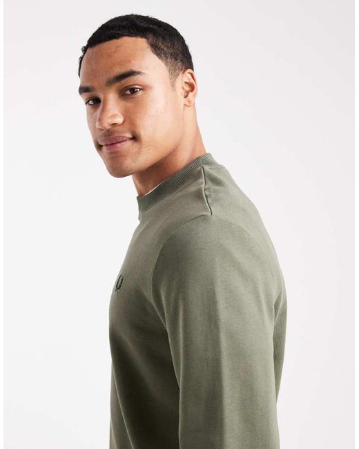 Fred Perry Green Crew Neck Sweatshirt for men