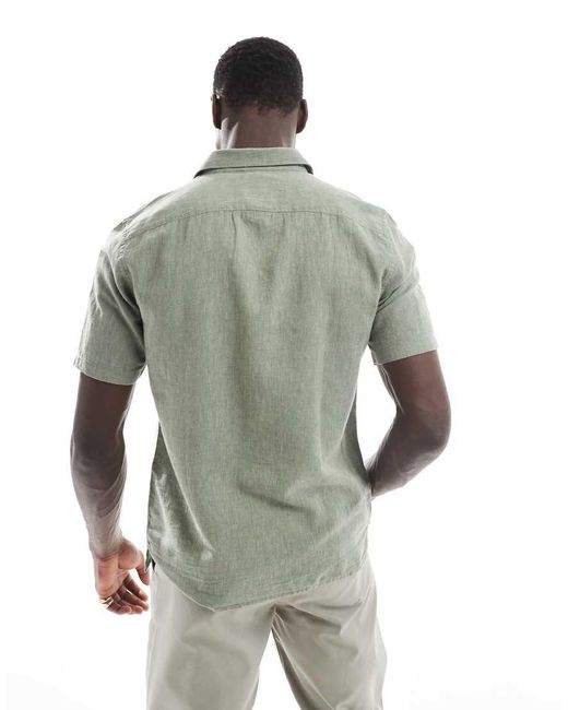 Only & Sons Regular-Fit Overhemd Van Linnenmix Met Korte Mouwen in het Gray voor heren