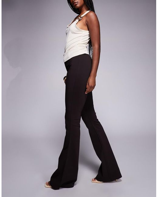 ASOS Brown Premium Ponte Flare Trouser With Tailored Waistband