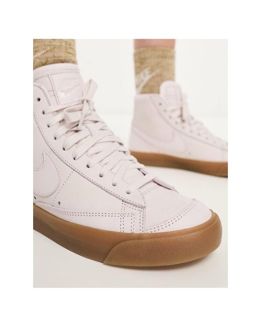 Nike Blazer Prm Mf Mid Sneakers With Gum Sole in White | Lyst