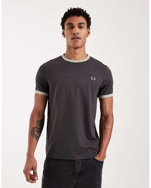 Fred Perry Blue Logo Ringer T-Shirt for men
