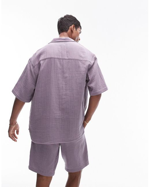 Topman Purple Co-ord Short Sleeve Relaxed Shirt for men