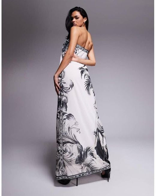 Murci Gray Exclusive Chiffon Bandeau Trapeze Maxi Dress