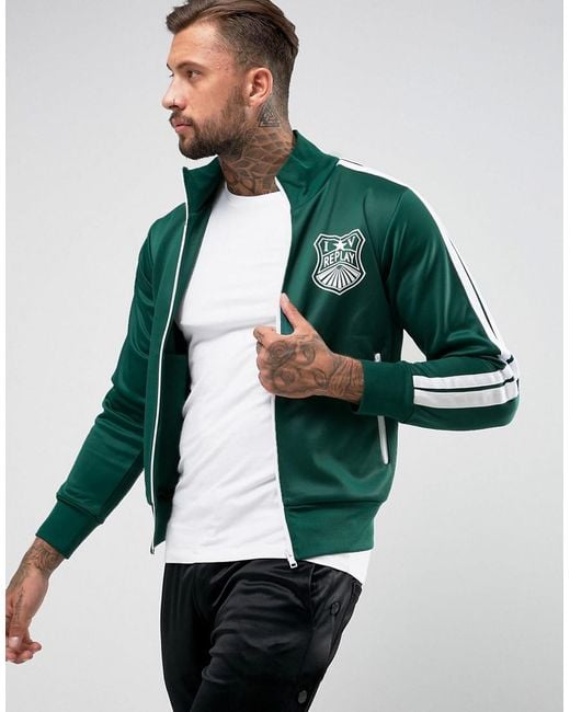 Replay Green Sleeve Stripe Track Jacket for men