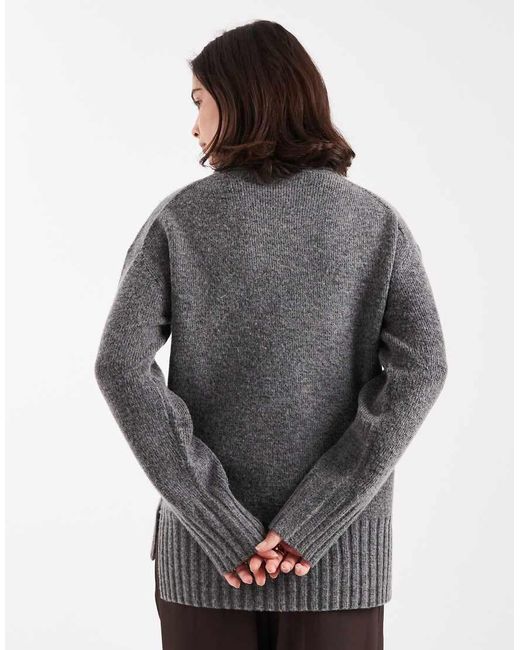 Threadbare Gray Chunky Knit Roll Neck Jumper