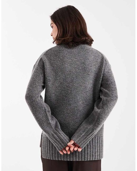 Jersey Con Cuello Vuelto De Punto Grueso De Threadbare de color Gray