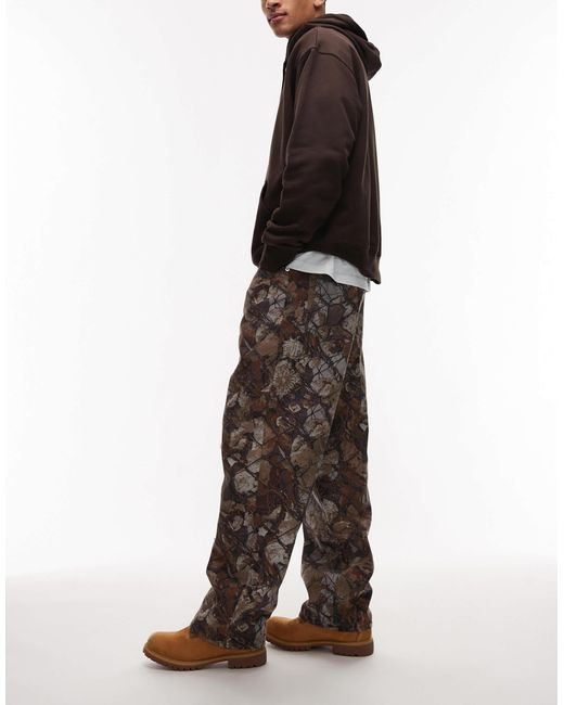 Obey – klassische weite jeans mit military-muster in Brown für Herren