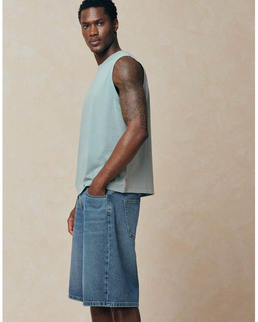 ASOS Blue Loose Denim Jorts for men