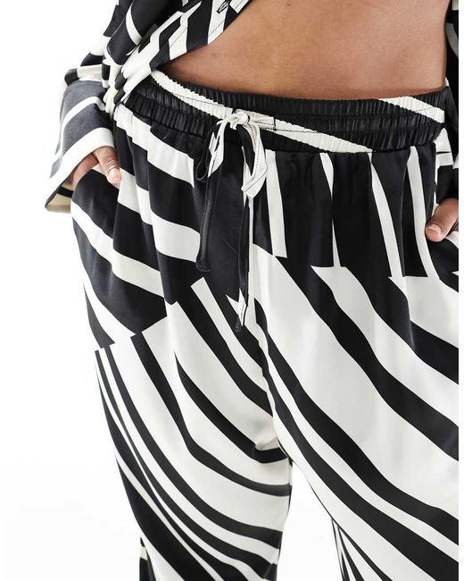 4th & Reckless Black Satin Wide Leg Trousers Co-Ord