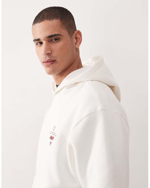 ASOS White Relaxed Boxy Hoodie With Bubble Text Print for men