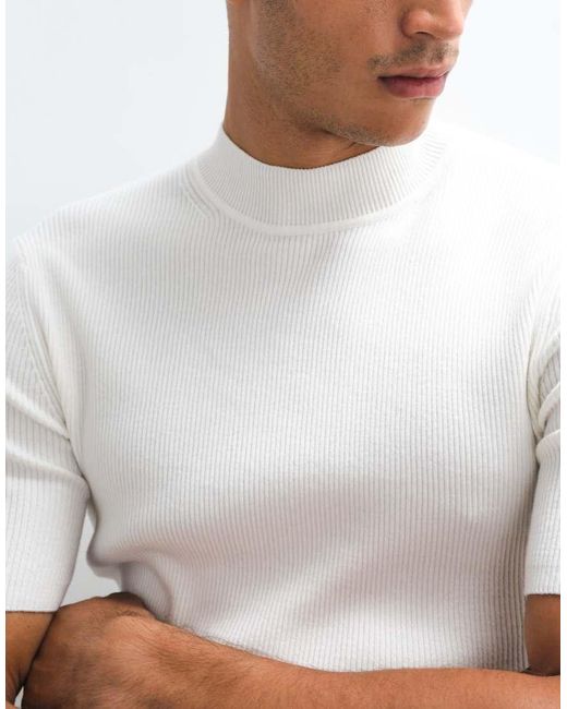 ASOS Natural Essential Muscle-Fit Fine-Rib Knit Turtle-Neck for men