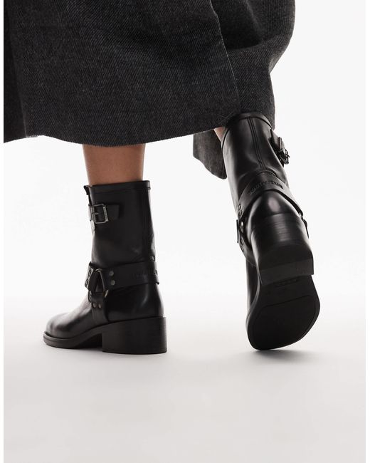 Tommy Hilfiger Black Biker Boots With Buckle