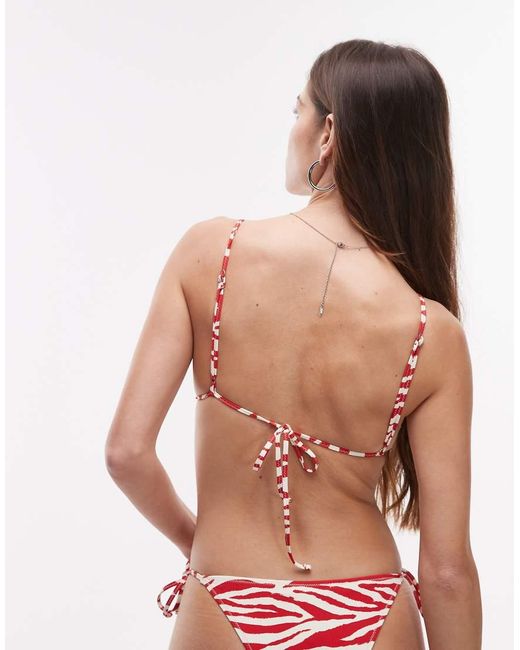 Mango Triangel Bikinitopje Met Zebraprint in het Red