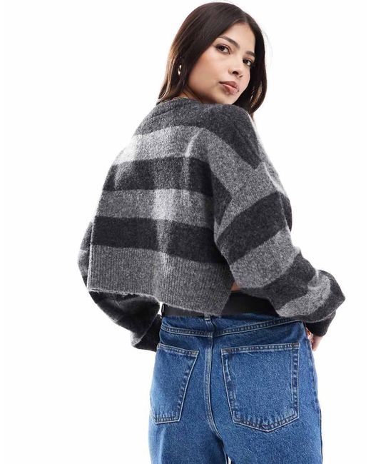 ASOS Cropped Trui Met Ronde Hals, Split in het Gray