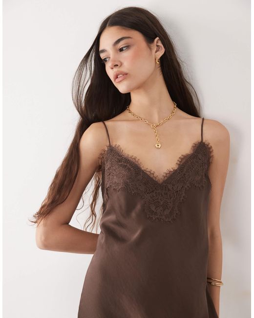 abercrombie satin dress Women's The A&F Julia Slip Jacquard Maxi clean column skirt Green Satin Dress - Abercrombie
