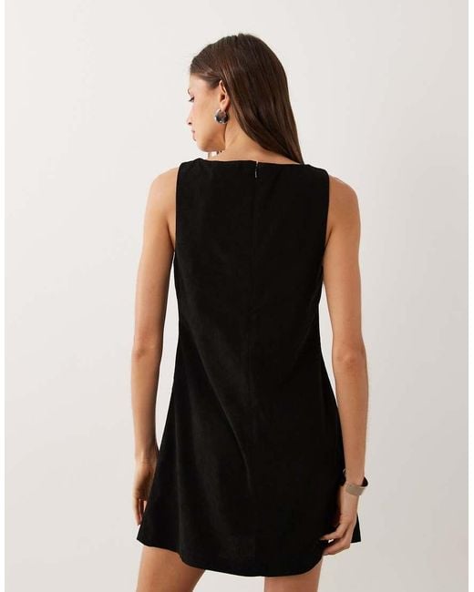 ASOS Black Cord Slash Neck Keyhole Mini Dress