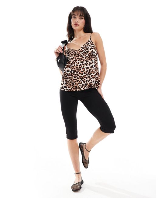 Vero Moda Black – camisole mit v-ausschnitt und leopardenmuster