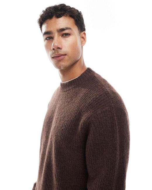Jack & Jones Red Oversize Thick Ribbed Jumper for men