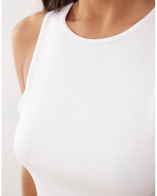 Weekday Natural Crop Ribbed Tank Top