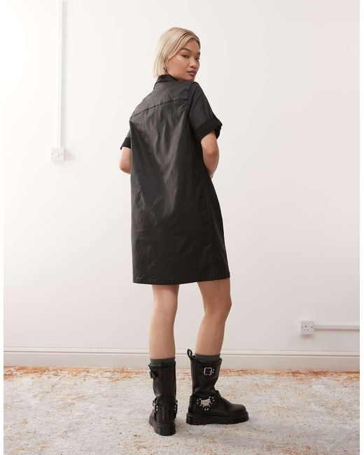 Noisy May Black Button Through Coated Dress