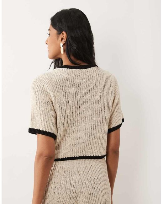 ASOS Natural Knitted Linen Blend Cardigan Co-ord