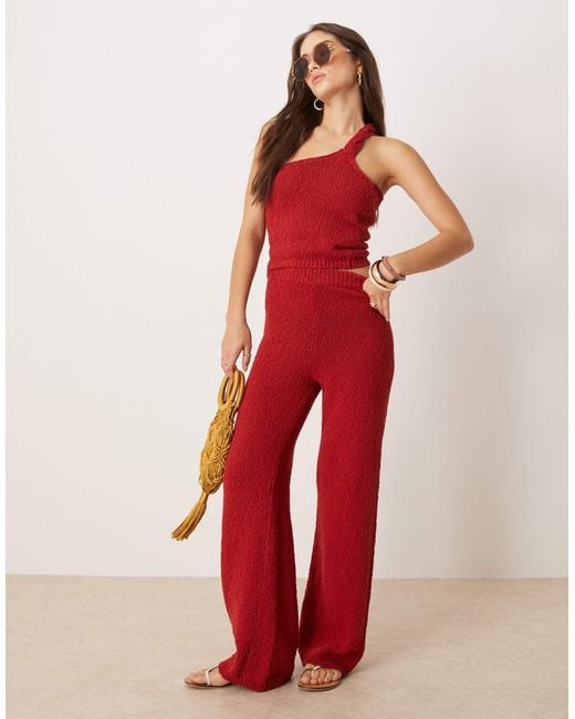 ASOS Red Knitted Slub Trouser Co-ord