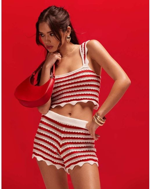 ASOS Red Crochet Shorts