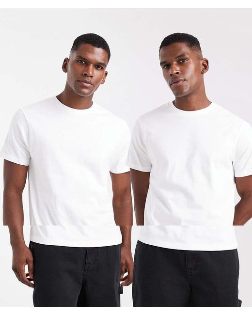 ASOS White Essentials 2 Pack Regular Fit T-shirts for men