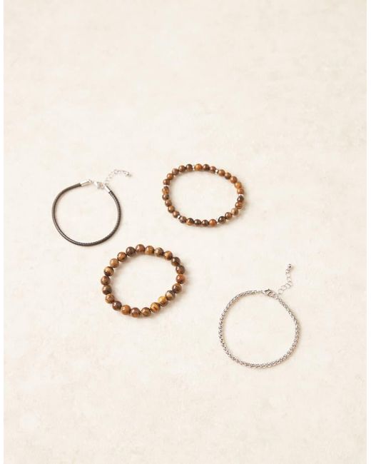 Confezione Da 4 Bracciali Da Festival di ASOS in Natural da Uomo
