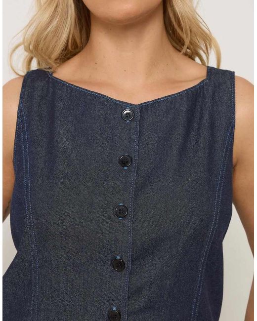 Yours Clothing Blue Denim Longline Waistcoat