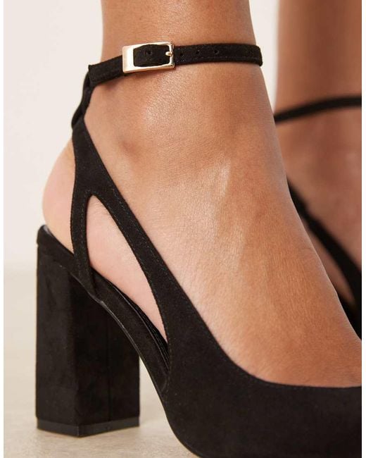 ASOS Natural Paisley High Block Heel Shoes