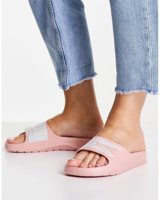 lacoste pink slides