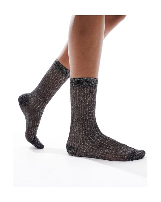 ASOS White Sheer Metallic Slouch Ankle Socks