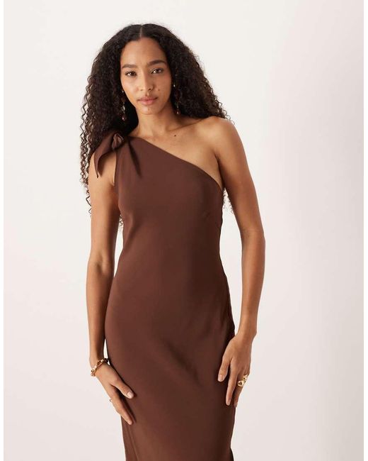 Mango Brown Asymmetric A-Line Dress